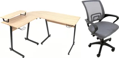 Produktbild von Ecktisch-Set Hast - Eiche/Schwarz + Stuhl Argo grau