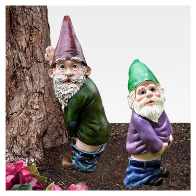 Produktbild von 2 Stück Gartenzwerge für den Außenbereich, lustige Geschenke, Gartenzwerg Ornament, Pinkelnder Gartenzwerg Deko für die Innen- und Außendekoration im Garten