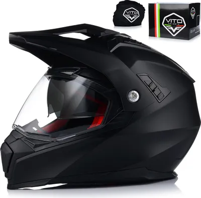 Obrázek produktu pro Motokrosová přilba se sluneční clonou | VITO MOLINO | muži a ženy | ATV QUAD ENDURO HELMET | ECE 22.06 certified | motocyklová přilba s dvojitou clonou | L  (59-60cm)