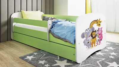 Produktbild von Kinderbett Jugendbett ZOO 70x140, 80x160, 80x180 cm - Komplettset mit Matratze, Schublade & Rausfallschutz
