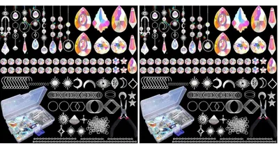 Immagine prodotto di Kit per creare decorazioni solari fai-da-te, 240 pezzi, perline di cristallo, crea arcobaleni, colore argento, confezione da 2
