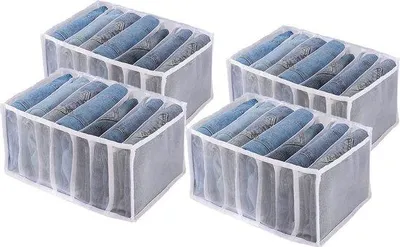Image de Système de rangement pour vêtements, 4 pièces, robuste, 7 compartiments, peu encombrant, bac de rangement