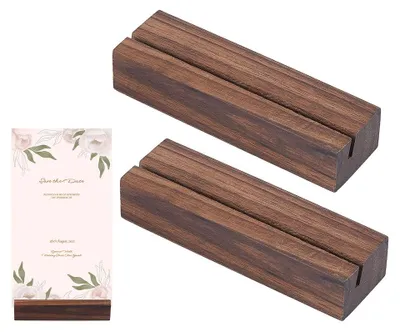 Produktbild von Set mit 3 Holz-Kartenständern für Tischnummern und Fotos