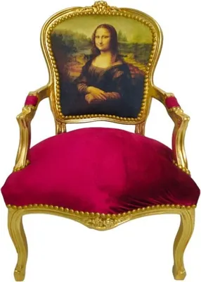 Produktbild von Barockstuhl Barock Stuhl Salon Salonstuhl Armlehne Rot Gold Stoff Esszimmer Wohnzimmer Büro Flur Design Style Klassisch Premium Luxus Modern Retro