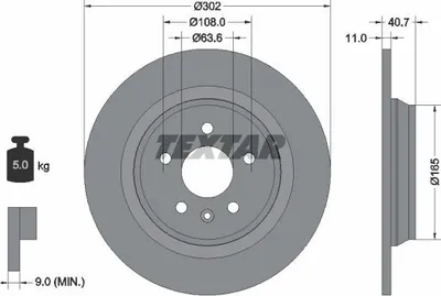 Produktbild von 2x TEXTAR Bremsscheibe 92162900 für VOLVO V70 III (135) V60 (155 157) 40 7mm