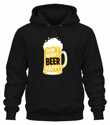 Produktbild von Don't Worry Beer Happy Lustig Saufen Party Hoodie Kapuzenpullover, Schwarz, XL