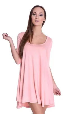 Produktbild von Damen Tunika Minikleid Kleid Dress Longshirt; Lachs/XS/S 34/36