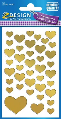 Produktbild von AVERY Zweckform 53282 Folien-Sticker gold Herzen 78 Aufkleber (Deko, Goldfolie, selbstklebend, Scrapbooking, Bullet Journal, Geburtstag, Hochzeit, Valentinstag, Karten, Fotoalbum, Gästebuch, Liebe)