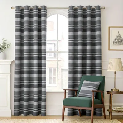 Obrázek produktu pro HOMESCAPES Záclony s očky Maroko šedá sada 2 kusů, 228 x 167 cm