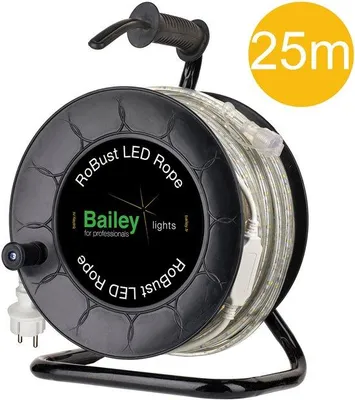 Image de Guirlande lumineuse LED - 25 mètres - 760 lm/m - blanche - IP65 - avec adaptateur secteur et adaptateur pour piles