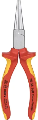 Produktbild von Langbeckzange Gesamt-L.160mm Form 3 Kopf verchr.lang,rd.VDE Mehrkomp.-Hüllen