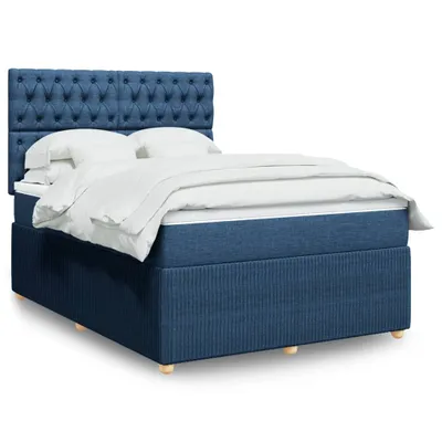 Produktbild von vidaXL Boxspringbett mit Matratze Blau 140x190 cm Stoff