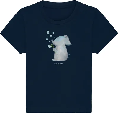 Produktbild von Mr. & Mrs. Panda Organic Baby Shirt Elefant Seifenblasen 0. - 6. Monat - French Navy - Geschenk, Liebesspruch, Baumwollshirt, Lustige Sprüche, , Oberteil, Liebe