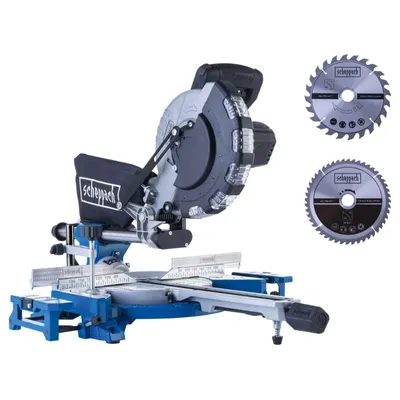 Produktbild von Scheppach Kappzugsäge HM216SPX inkl. 2.Sägeblatt - 2000W | Ø210mm | Schnittbreite/höhe: 340mm x 65mm | Laser | Kappsäge mit Aluauflagen & Drehtisch