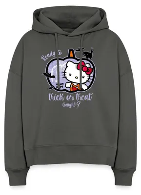 Produktbild von Spreadshirt Hello Kitty Halloween Süß Oder Saurer Frauen Boxy Organic Hoodie, L, Anthrazit