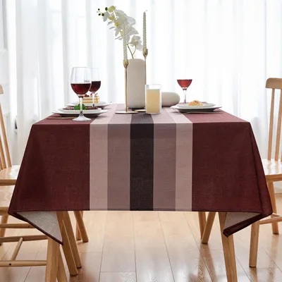 Produktbild von Tischdecke Rot 140 x 140 cm Leinen Abwaschbar Landhausstil