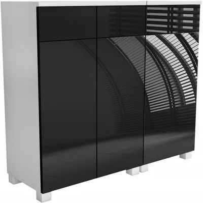 Zdjęcie produktu dla KOMODA ŁAZIENKOWA do łazienki wisząca stojąca 60+40= 100 cm czarny połysk