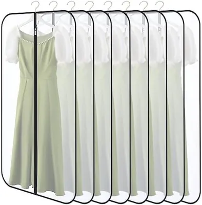 Produktbild von PromoHome® Kleiderschutzbezüge Set mit 8 Stück – Transparente Kleiderhüllen mit Reißverschluss 60x140 cm, Schwarz