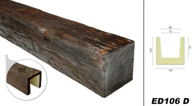 Produktbild von DECO WOOD Deckenbalken modern aus Polyurethane, 2m Länge, PolyurethanBalken Holzoptik (dunkelbraun - 12x12cm) Verzierung Lampe Kabelkanal Scheinbalken