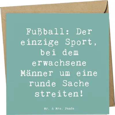 Produktbild von Mr. & Mrs. Panda Grußkarte Spruch Fußballspiel - Meeresbrise - Geschenk, Klappkarte, Glückwunschkarte, faltkarte, Sportler, doppelkarte, Geschenke, erwachsene Männer, Fan