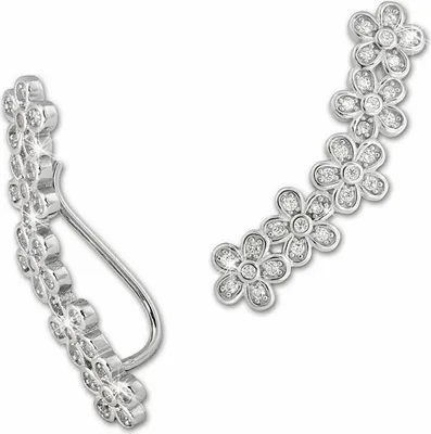 Produktbild von SilberDream weiß Ohrringe Ear Cuff Blumen Zirkonia 925 Silber Ohrklemmen GSO416W