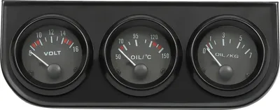 Immagine prodotto di Strumenti ausiliari per auto 3-in-1 - Set di tre indicatori - Temperatura olio, pressione olio, voltmetro da 52 mm - 8–16V - Nero