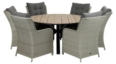 Produktbild von 7-teiliges Gartenset | 6 Dublin Gartenstühle | Limasol Gartentisch | ø 150 cm