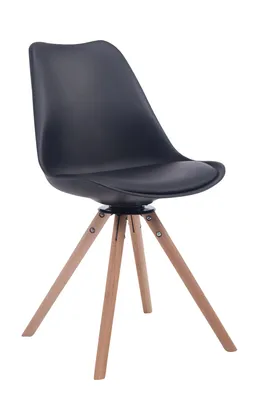 Produktbild von CLP Besucherstuhl Troyes Kunstleder Rund drehbarer und mit runden Holzbeinen schwarz Gestell Farbe natur