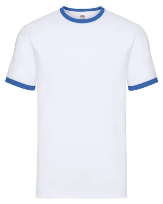 Produktbild von Fruit of the Loom - "Ringer 160" T-Shirt für Herren LT1992 (S) (Weiß/Königsblau)