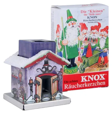 Produktbild von KNOX - Mini Räucherhaus - The Little One - Schmiede - mit Räucherkerzen Bunte Mischung - 24 Stück - Größe S (Klein)