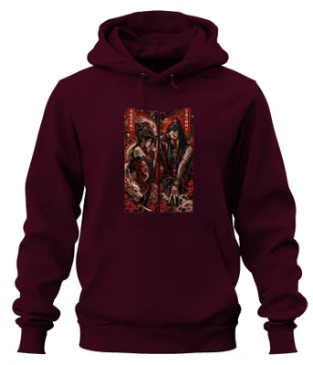 Produktbild von Samurai Katana Drache Japan Tattoo Krieger Y2K Yakuza Edo Hoodie Kapuzenpullover, Burgundy, L