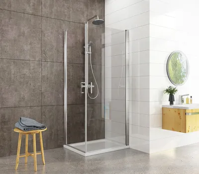 Image de Heilmetz Cabine de douche 80x90x195cm Porte battante Cabine de douche accès d'angle Verre de sécurité de 6mm avec nano-revêtement (deux portes)