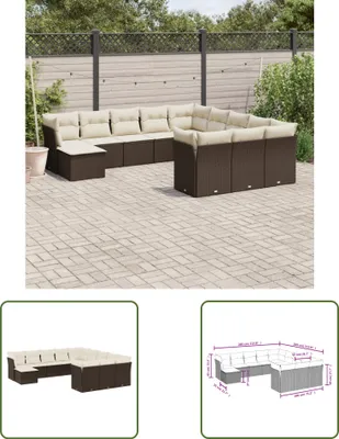 Produktbild von The Living Store 12-tlg. Garten-Sofagarnitur mit Kissen Braun Poly Rattan