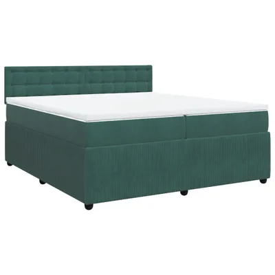 Produktbild von Boxspringbett mit Matratze Dunkelgrün 200x200 cm Samt