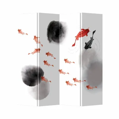 Produktbild von Fine Asianliving Paravent Raumteiler Spanische Wand Trennwand Room Divider Raumtrenner Sichtschutz Japanisch Orientalisch Chinesisch L160xH180cm Bedruckte Canvas Doppelseitig Asiatisch