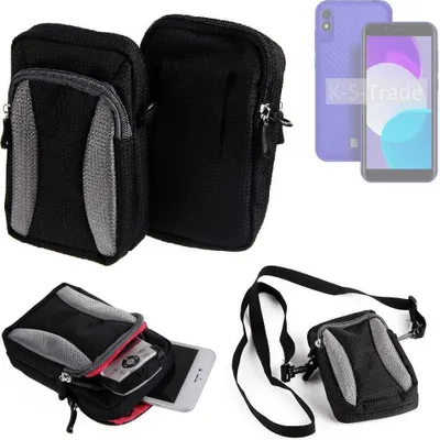 Produktbild von K-S-Trade Holster Schutz Hülle kompatibel mit BLU C5L+ Handy Hülle Gürteltasche Umhängetasche mit Zusatzfach schwarz