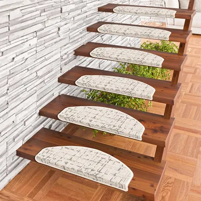 Produktbild von In & Outdoor Stufenmatte Flachgewebe Oslo Creme Schwarz Meliert, Größe / Menge:18x56 cm = 1 Stck.