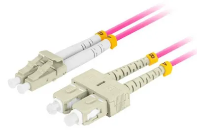 Imagen del producto de Lanberg FO-LUSU-MD41-0020-VT, 2 metros, conector LC/SC, fibra óptica OM4, 2 conectores LC, 2 conectores SC