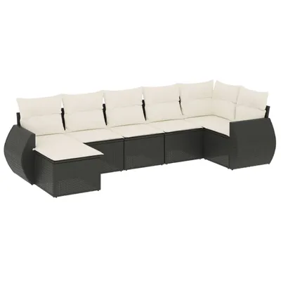 Produktbild von vidaXL 7-tlg. Garten-Sofagarnitur mit Kissen Schwarz Poly Rattan
