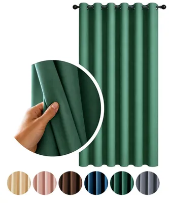 Produktbild von MEBLEODNOWA, Verdunkelungsvorhang, Blackout Vorhang, Grün, 140x250 cm, Ösenvorhang, 90 % Lichtdämpfung, Pflegeleicht, Thermovorhang
