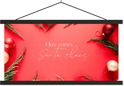 Produktbild von MuchoWow® Textilposter Weihnachten - Weihnachtsmann - Rot 150x75 cm mit schwarzem Rahmen - Posterleiste