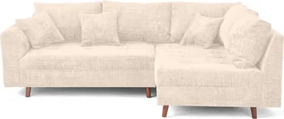 Image de Lisa Design Rune - canapé d'angle droit 4 places en velours texturé , Beige