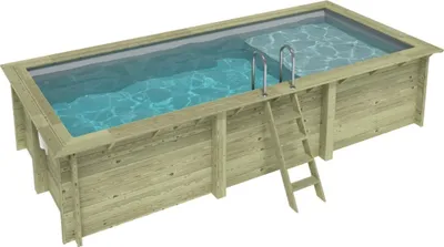 Produktbild von Pool AQUA 6.1 x 2.85 - H.1.31 m mit Liegefläche, grau, auf Rahmen - ohne Betonieren