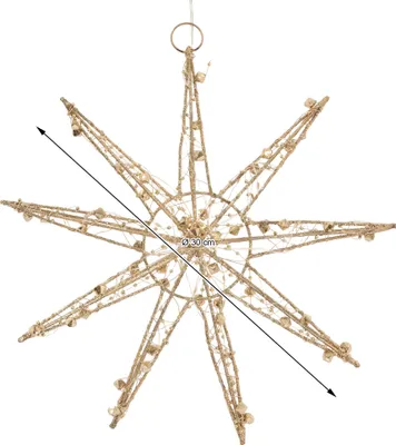 Immagine prodotto di Stella di Natale appesa 30 cm con 30 luci LED, color oro