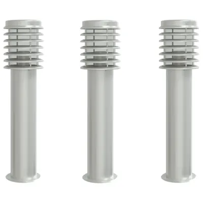 Image de Lampadaires d'extérieur 3 pcs argenté 60 cm acier inoxydable