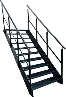 Obrázok produktu pre Oceľové rebrinové schodiskové stupne 10 stupňov zábradlia na oboch stranách - pozinkované a antracitovo práškovo lakované - (š x v x h) 100 x 190 x 196 cm