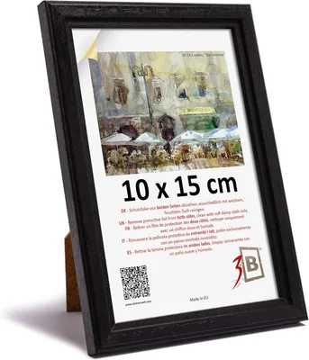 Obrázek produktu pro Dřevěný rámeček na fotografie, klasický a elegantní, 10 x 15 cm, s podstavcem, černý