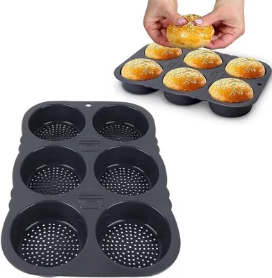 Runde Silikonbackform für 6 Hamburgerbrötchen, Ansicht 2 von 7