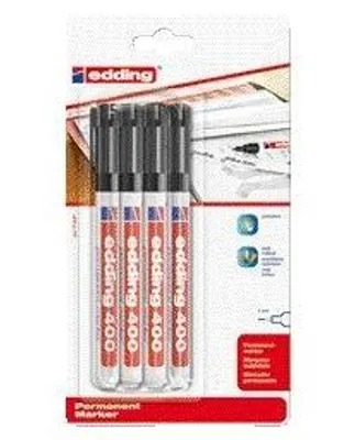 Produktbild von Edding - Filzstift 400 rund 1 mm schwarz Blister mit 4 Stück