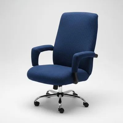 Produktbild von SofaSchutz Bürostuhlbezug Stuhlhusse Stretch Dunkelblau Waschbar Jacquard